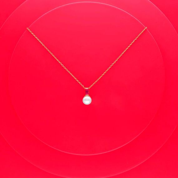 Золотая подвеска с жемчугом и кубическим цирконием Majorica Selene, изображение 3