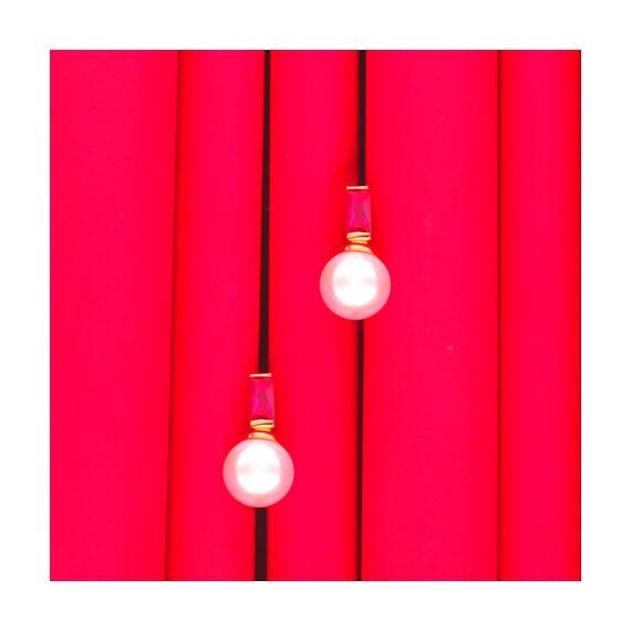 Золотые серьги с жемчугом и кубическим цирконием Majorica Selene, изображение 3