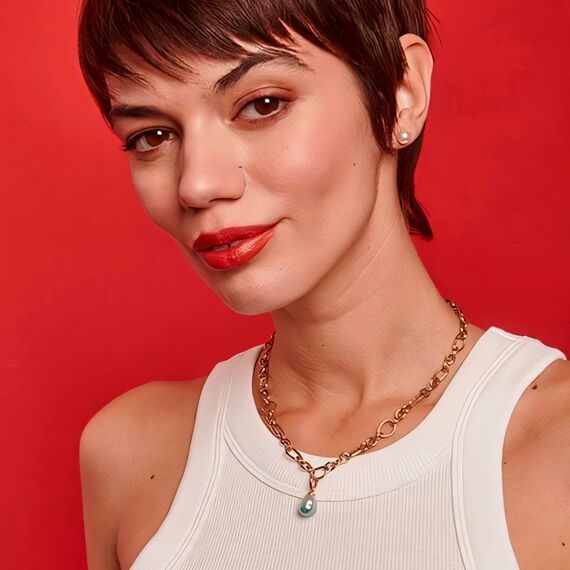 Золотое колье женское Majorica Chains, изображение 4