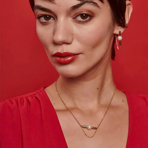 Золотые серьги с жемчугом Majorica Lagom, изображение 4