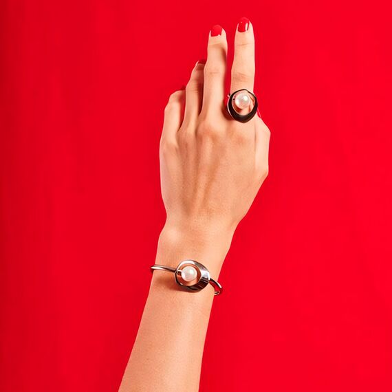 Серебряное кольцо женское с жемчугом Majorica Petra, Размер (мм): 17,5, изображение 2