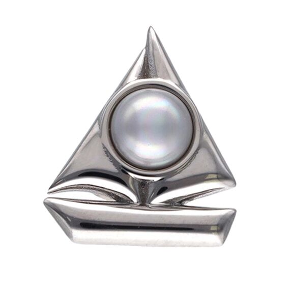 Серебряная брошь с жемчугом Majorica Le Club