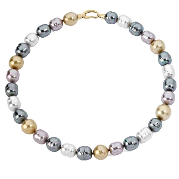 Золотое ожерелье женское с жемчугом Majorica Baroque