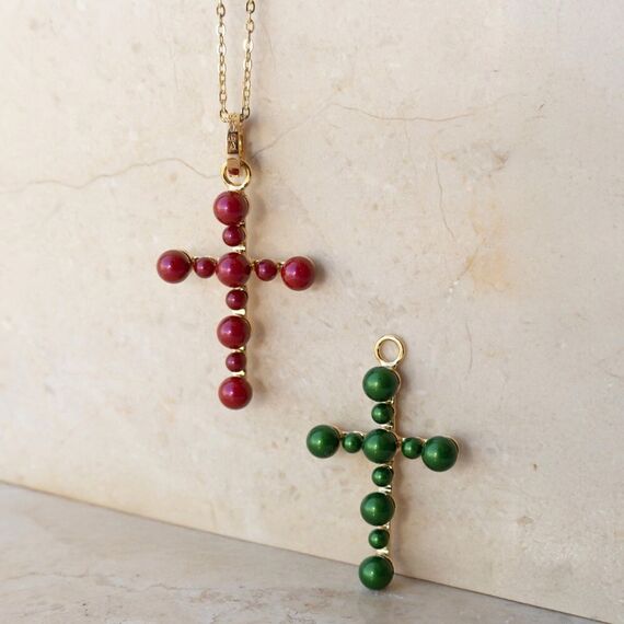 Золотая подвеска с жемчугом Majorica Cruces, изображение 4