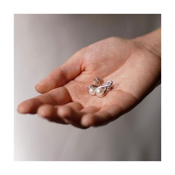 Серебряные серьги женские с жемчугом Majorica Duna, изображение 4