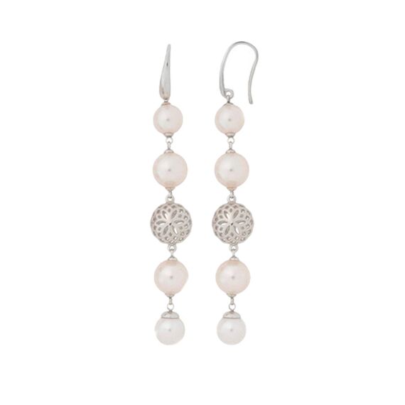 Серебряные серьги висячие с жемчугом Majorica Eternal