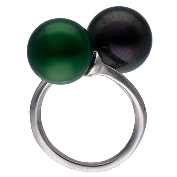 Серебряное кольцо женское с жемчугом Majorica Twins & triplets, Размер (мм): 18,1-18,8