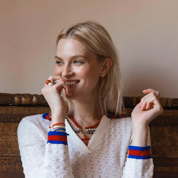 Золотое кольцо женское с жемчугом Majorica Twins & triplets, Размер (мм): 16,85-17,5, изображение 3