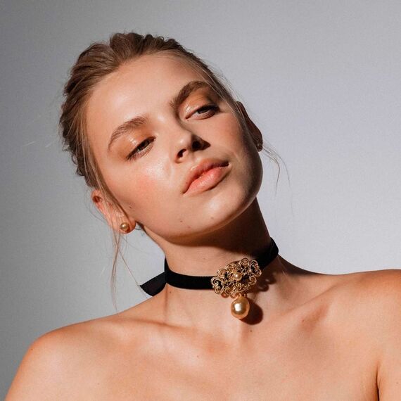 Золотая брошь с жемчугом Majorica Marie Antoinette, изображение 2