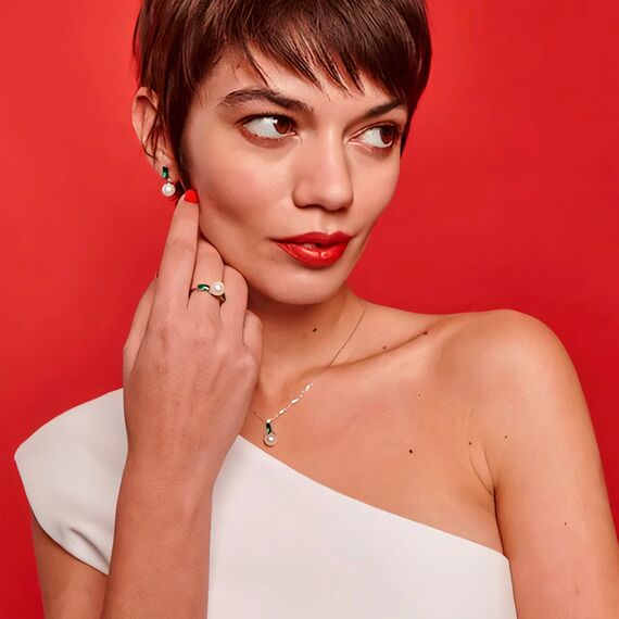 Серебряное кольцо с жемчугом и кубическим цирконием Majorica Selene, Размер (мм): 18,1, изображение 2