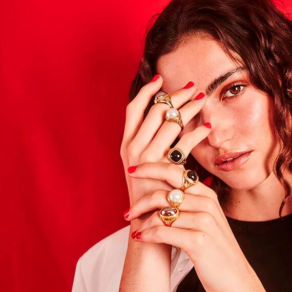 Золотое кольцо женское с жемчугом Majorica Zale, Размер (мм): 18,8, изображение 2