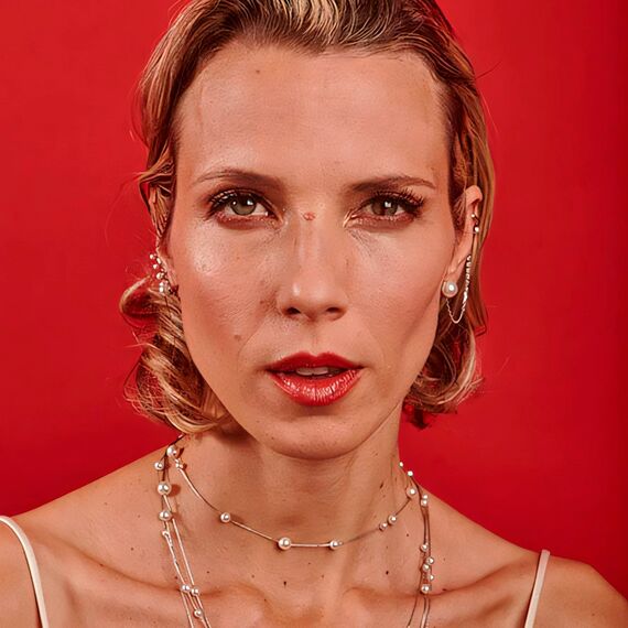 Серебряные серьги каффы с жемчугом Majorica Dangle, изображение 2