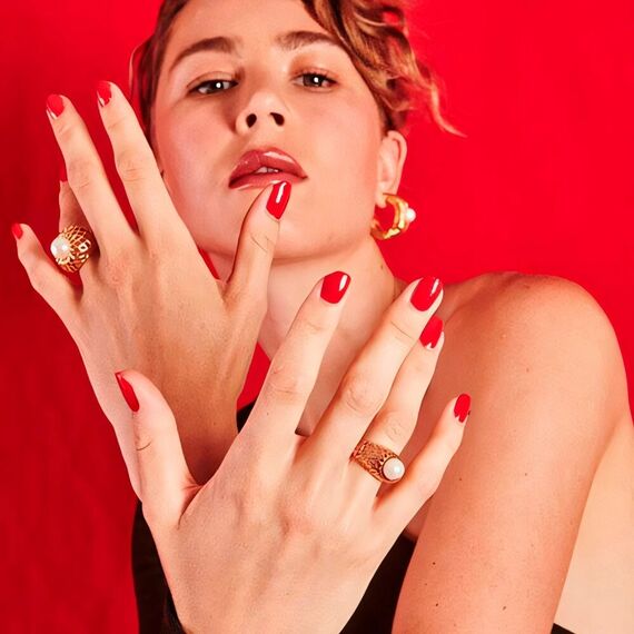 Золотое кольцо женское с жемчугом Majorica Etna, Размер (мм): 18,1, изображение 3