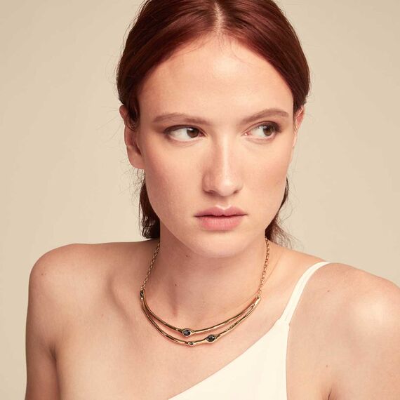 Золотое колье женское с кристаллами Сваровски UNOde50 Sunshine, изображение 3