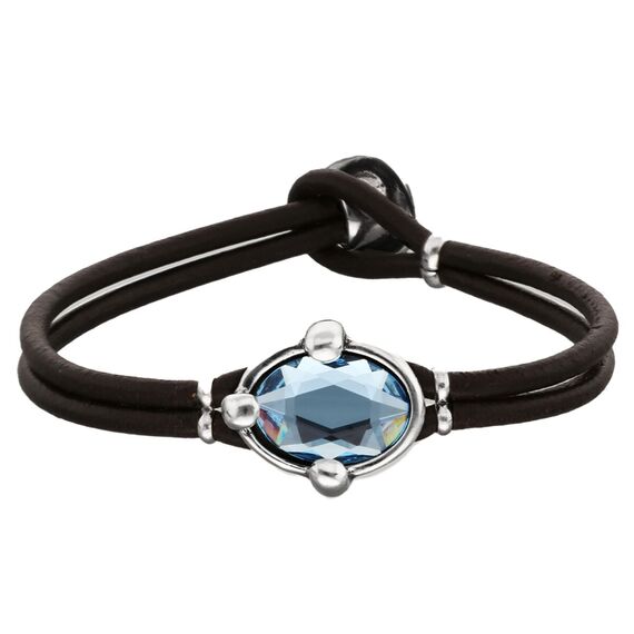 Кожаный браслет с серебром и кристаллом UNOde50 Ser Deslumbrante