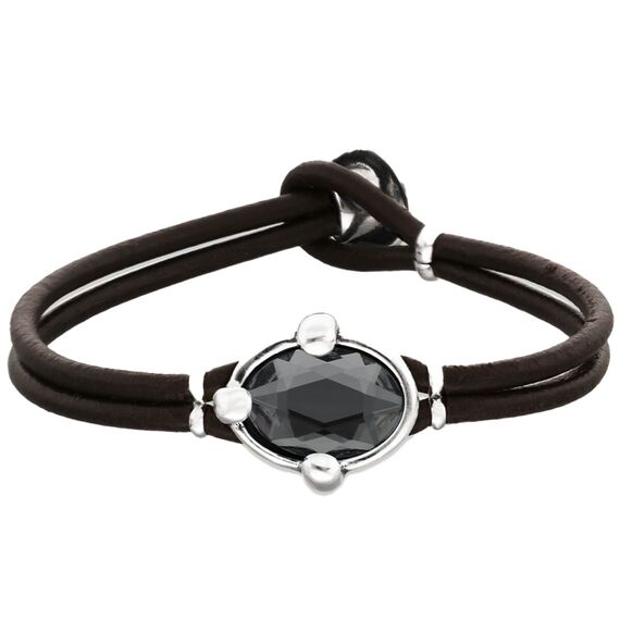 Кожаный браслет с серебром и кристаллом UNOde50 Ser Deslumbrante