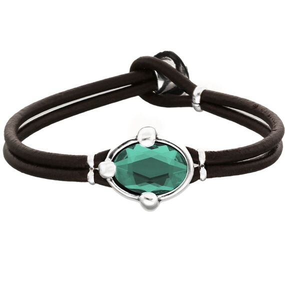 Кожаный браслет с серебром и кристаллом UNOde50 Ser Deslumbrante