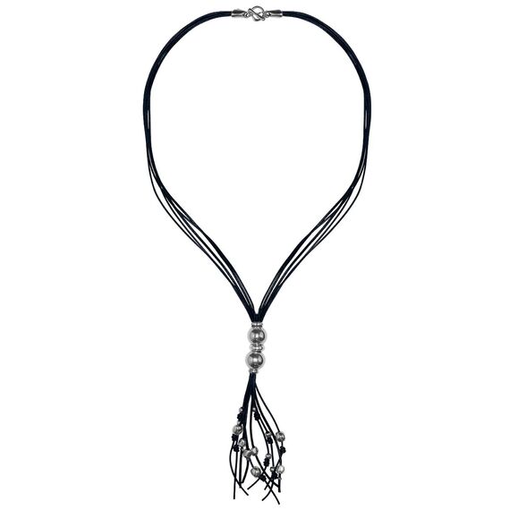 Кожаное колье женское с серебром Ciclon Spheric