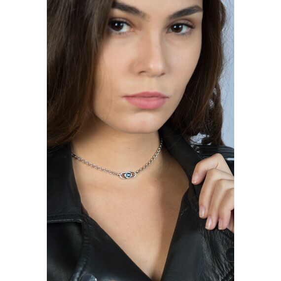 Серебряное колье женское с кристаллом Сваровски Ciclon Emo Enlace, Размер (мм): 430-470, изображение 2
