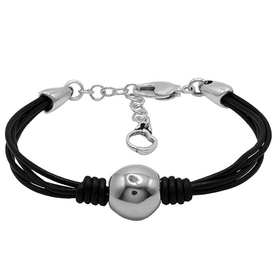 Кожаный браслет с серебром Ciclon Spheric