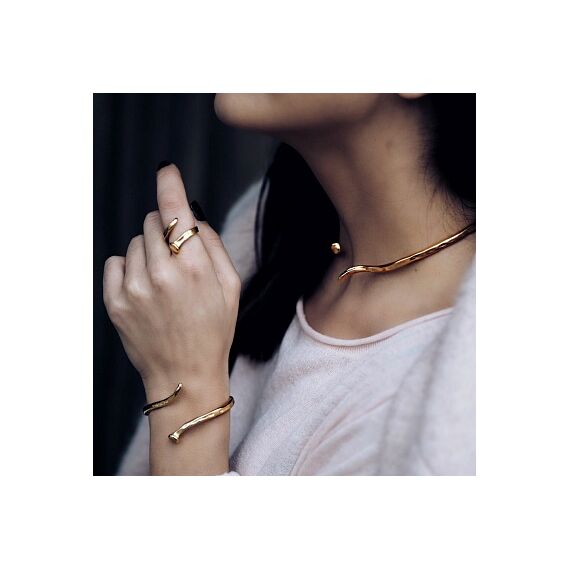 Золотой браслет согнутый в спираль Гвоздь UNOde50 B12, изображение 4