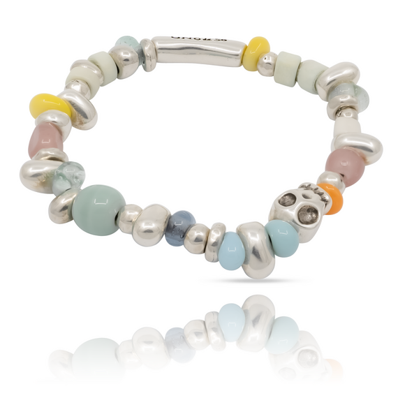 Серебряный браслет с черепом и цветными бусинами Ценность UNOde50 Jewel, изображение 2