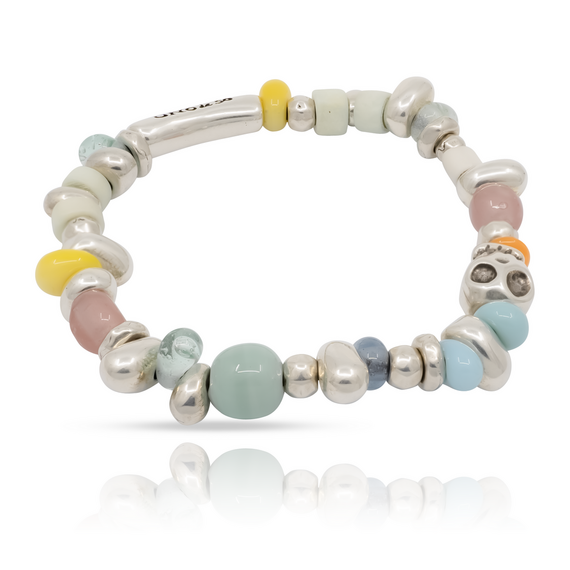 Серебряный браслет с черепом и цветными бусинами Ценность UNOde50 Jewel, изображение 3