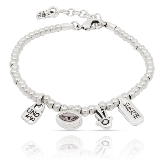 Серебряный браслет женский на руку с подвесками Буду ждать тебя UNOde50 I'm waiting 4 U Pink, изображение 3