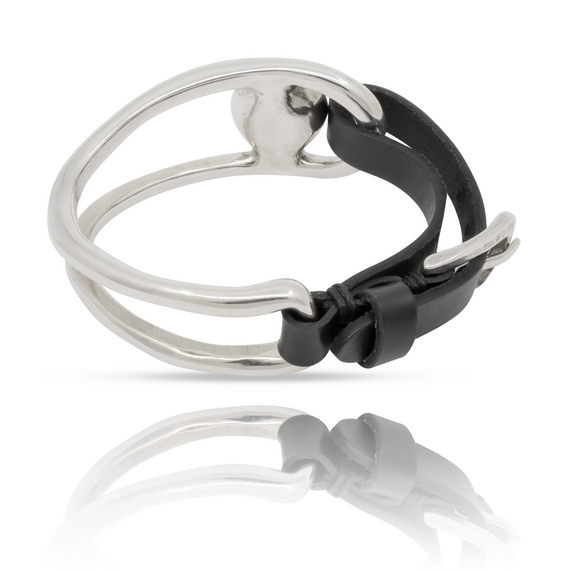 Женский серебряный браслет из кожи c кристаллом Сваровски UNOde50 On My Own, изображение 3