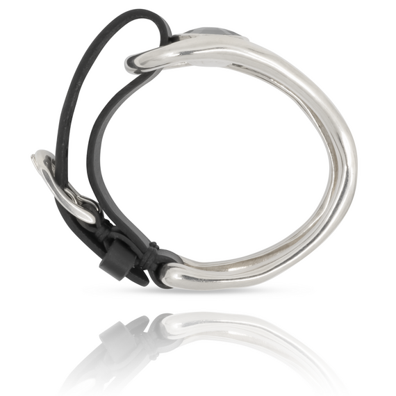 Женский серебряный браслет из кожи c кристаллом Сваровски UNOde50 On My Own, изображение 4