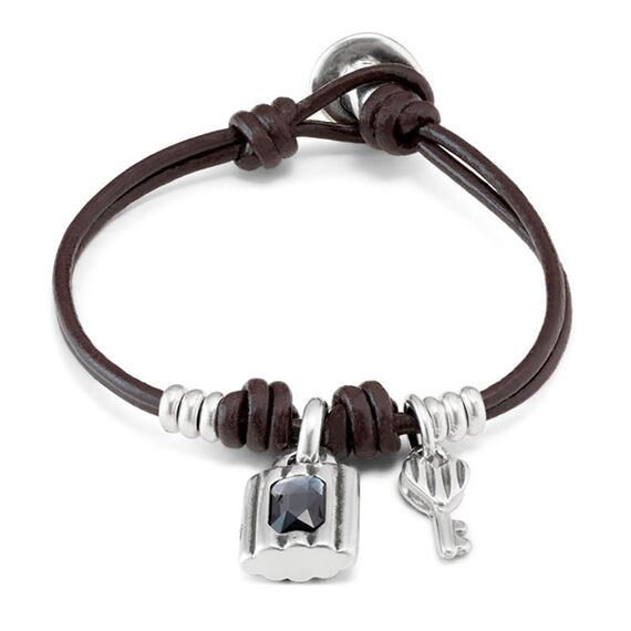 Кожаный браслет женский с кристаллом Сваровски UNOde50 Lock