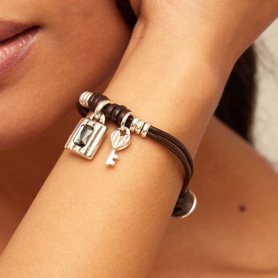 Кожаный браслет женский с кристаллом Сваровски UNOde50 Lock, изображение 2