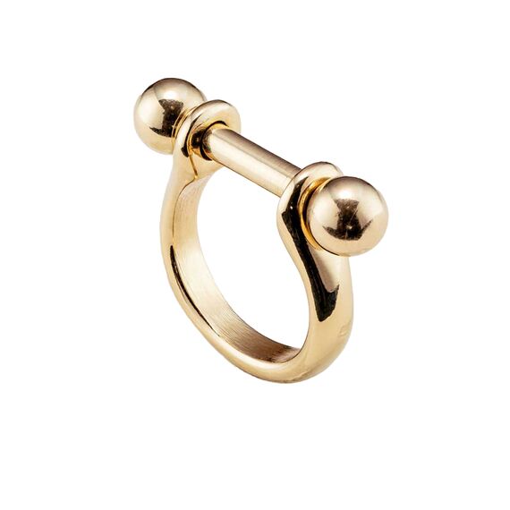 Золотое кольцо женское с шарами Основа UNOde50 Pick 1, Размер (мм): 18,3-18,7, изображение 3