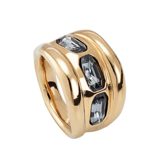 Золотое кольцо с кристаллами Сваровски Голубая луна UNOde50 Bluemoon, Размер (мм): 18,3-18,7, изображение 2