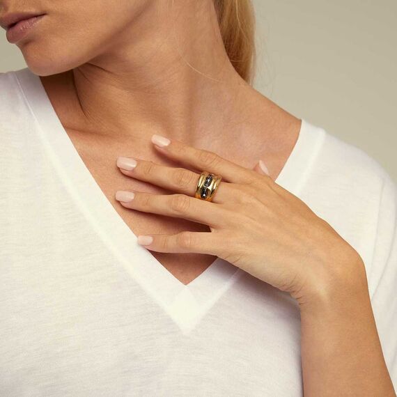 Золотое кольцо с кристаллами Сваровски Голубая луна UNOde50 Bluemoon, Размер (мм): 18,3-18,7, изображение 3