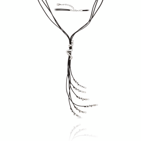 Серебряное колье галстук женское с натуральной кожей Скалолаз UNOde50 Skalator, изображение 4