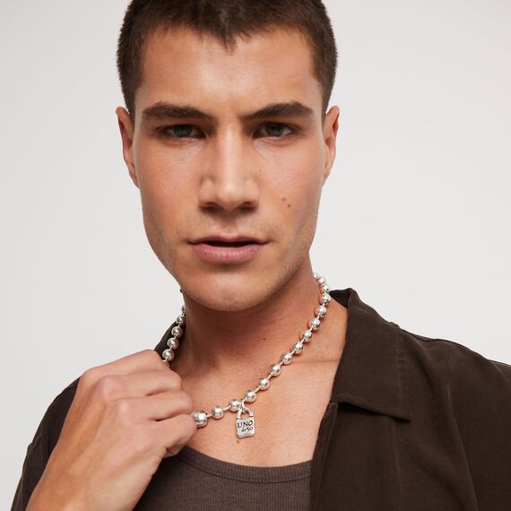 Серебряное колье из сферических бусин Снежинка UNOde50 Snowflake, изображение 7