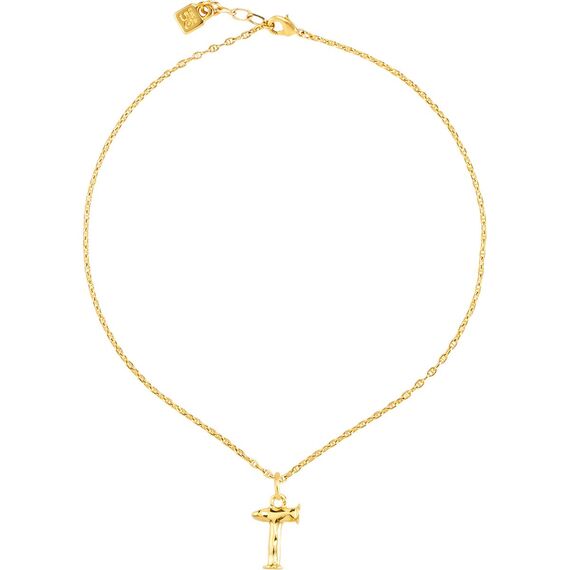 Золотая подвеска на цепочку Буква T малая UNOde50, изображение 3