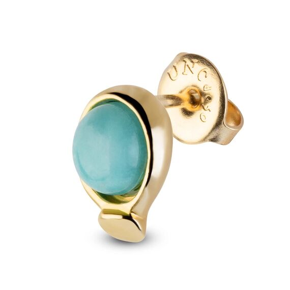 Золотые серьги для пирсинга с натуральным камнем Вот это да! UNOde50 wOw!, изображение 2