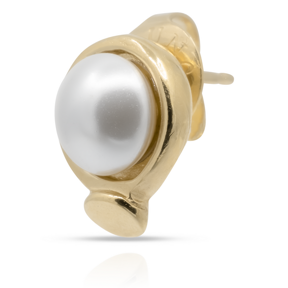 Золотая моносерьга для пирсинга с жемчугом Вот это да! UNOde50 wOw!