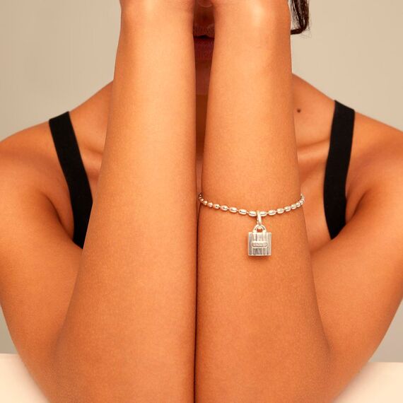 Серебряная подвеска Замок с буквой из кристаллов Сваровски UNOde50 Mypadlock I, изображение 2