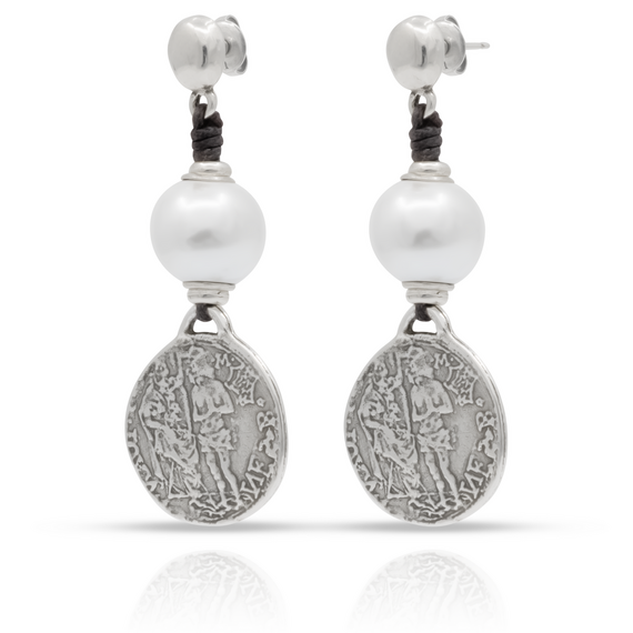 Серебряные серьги висячие с жемчугом Александрия UNOde50 Alexandria, изображение 3