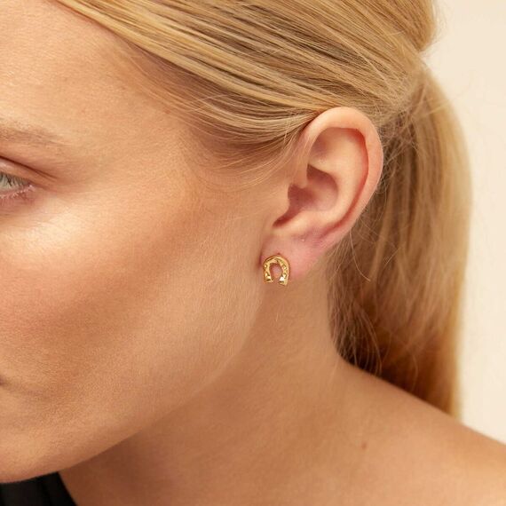 Золотая моносерьга для пирсинга Подкова UNOde50 My Ride, изображение 3