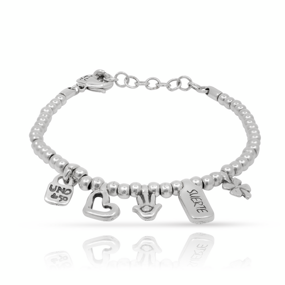 Серебряный браслет женский c подвесками удачи Дай пять! UNOde50 Give me, изображение 2