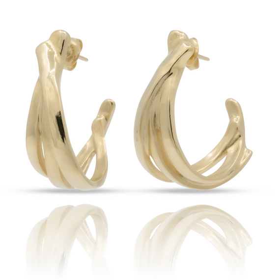 Золотые серьги женские крупные полукольца UNOde50, изображение 2