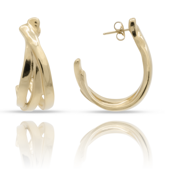 Золотые серьги женские крупные полукольца UNOde50, изображение 4