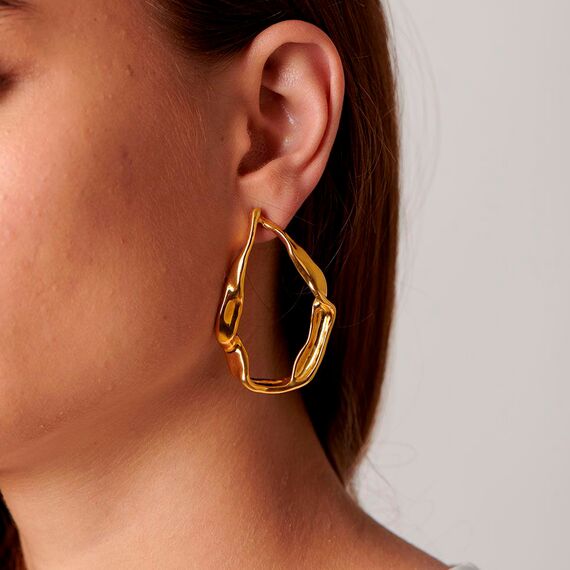 Золотые серьги женские крупные Прилив UNOde50 Tide, изображение 2