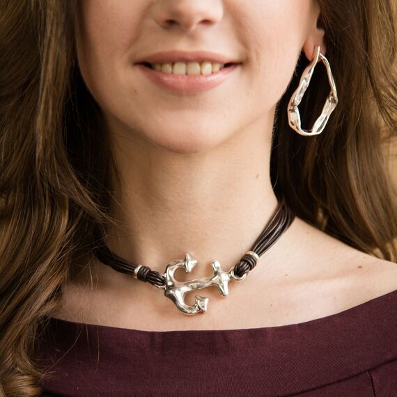 Серебряные серьги женские крупные Прилив UNOde50 Tide, изображение 6