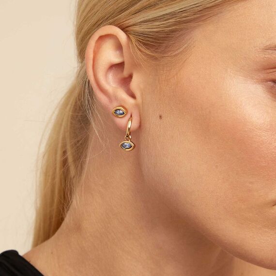 Золотая моносерьга для пирсинга с кристаллом Сваровски Сияние UNOde50 Leaky, изображение 3