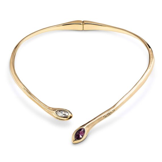 Золотое колье-чокер женское жесткое с кристаллами Swarovski UNOde50 Spring